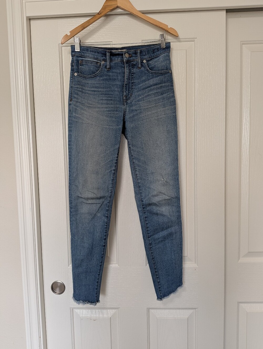 MADEWELL 10" High Rise Skinny Regular Wash Blue Raw Hem Jeans Size 27